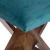 Dayton Sheesham Wood Accent Square Set of 2   Stools in Turquoise Sea Velvet Upholstery