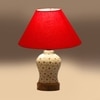 Devansh Conical Red Cotton Shade Lamp With Wood & Mosaic Glass Base For Decoration/Office/Home/Gifting/Study For Decoration/Office/Home/Gifting/Study -(10X10X14.5) Inches -A