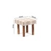 Kingsville Solid Wood Stool in Grey Traditional Motif Design Jackard fabric