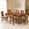 Globally Indian Margaux Solid Sheesham Wood 6 Seater Dining Table Set 6 Chairs Grey