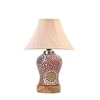 Devansh Off-White Cotton Shade Cross Pleated Lamp With Wood & Mosaic Glass Base For Decoration/Office/Home/Gifting/Study For Decoration/Office/Home/Gifting/Study