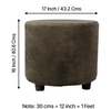 Iris Solid Wood Pouffee Stool in Grey Velvet Fabric