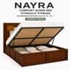 Nayra Solid Wood Comfort Queen Bed Hydraulic Storage Provincial Teak Finish Mattress 60 x 78 Inches