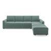 Apollo Compact Sofa (Colour : Dusty Turquoise Velvet, Cushion : Hard, Back Type : Regular, Seating Capacity : Right Aligned 3 Seater + Right Aligned Chaise + Ottoman)
