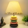 Pebble Classic Pink Beige Wooden Table Lamp in Multicolor