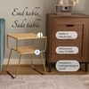 Rattan Iron Side Table in Gold Colour