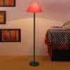 Clyde Orange Fabric Shade Floor Lamp with Black Iron Base