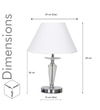 Viso Chrome Finish Metal And Clear Crystal Glass Table Lamp With White Cotton Shade