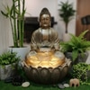 Golden Fiber Glass Gage Lotus Buddha Indoor Water Fountain