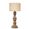 Devansh Off White Cotton Table Lamp With  Wood Natural Base  (7X17.5 Inches)-2