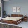 Woodwhiz Solid Wood King Bed With Drawer Storage In Provincial Teak Finish