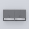 4 Doors Modular Wall Mounted Kitchen Cabinet With Organizer Shelf In Slate Grey Finish