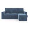 Kowloon Sectional Sofa Cum Bed with Storage Colour Baltic Blue premium chenille