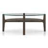 Cayman Round Glasstop Coffee Table with Storage in Danish Walnut Finish