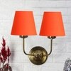 Devansh Metal Electric Wall Light in Gold Colour with Beige Shade Count of 2 Lights