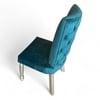 Oliver wood Set of 2 Dining Chairs in Turquoise Sea Velvet Upholstery with SILVER FINISH
