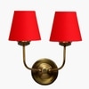Devansh Metal Electric Wall Light in Gold Colour with Red Shade Count of 2 Lights