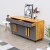 Hexa Red Multipurpose Storage Cabinet With 2 Drawer 4 Door in Giant Wood And Slate Grey Colour