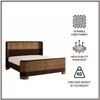 Heritage Cane Upholstered King Size Bed in Linen With Oak wood Frame