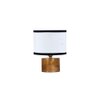 Cosette white & black cotton table lamp with Natural Wood Base