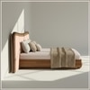 Elowen Softline King Size Bed in velvet With Oak wood Frame & Hydraulic Storage