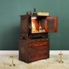 D'Dass Multi Color Mdf and Sheesham Wooden Temple With Cabinet For Pooja