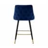 Doe Buck Upholstered Counter Height Bar Stool in Blue Colour with Gold Accents