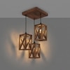 Symmetric Brown Solid Wood Cluster Hanging Light