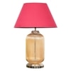 Maloto Amber Luster and Nickel Finish Table Lamp With Maroon Cotton Shade