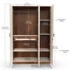 BLUEWUD Andrie Engineered Wood 4 Door Wardrobe/Clothes Storage Rack Organizer Almirah Cupboard with Hanger Rod Drawers and Shelves for Bedroom Home Furniture (with Mirror, Brown Maple & Beige)