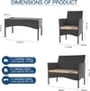 Carry Bird Wicker Patio Furniture Accessorie 4 Seater Sets In Black And Dark Beige Colour