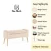 Doe Buck Upholstered Storage Bench in Beige Colour with Gold Legs