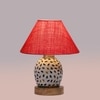 Devansh Conical Pink Jute Shade Lamp With Wood & Mosaic Glass Base For Decoration/Office/Home/Gifting/Study For Decoration/Office/Home/Gifting/Study -(10X10X14.5) Inches -A