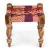 Riaza Sheesham Wood Maachi Stool in Assorted Multi-Colour Chindi Rope Canning