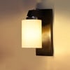 Devansh Solid Wood Electric Wall Light in Brown Colour with off-white Shade Count of 1 Light