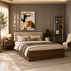Lush Engineered Wood Queen  Size Bed With Box Storage (Walnut Finish)