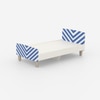 Minimalist Kids Single Bed in White and Blue Stripes