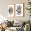 Boho Geometric Round Abstract Set of 2 Framed Posters 45x60 cm
