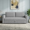 Alfon 3 Seater Velvet Pull Out Sofa Cum Bed with Storage In Grey