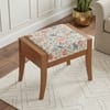 Ibha Solid Wood Single Seater Entryway Bench In Amber Walnut Finish with Calico Floral Beige Colour