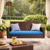 Carry Bird Wicker Patio Furniture Outdoor Balcony Swings In Brown And Blue Colour