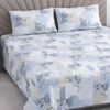 White And Blue Floral Cotton 400 Tc  Flat  Super King Size Bedsheet With 2 Pillow Covers