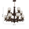 Eliante 13-Light Chandelier, Wood, Mild Steel, Ceramic Glass, Modern Decorative Lighting Fixture