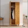 Hexa Red Wooden 2 Door Wardrobe with Drawer and Hanging Space in Giant Wood Colour