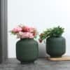 Textured Flower Pot Set Of 2 In Green Colour