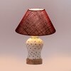 Devansh Conical Maroon Jute Shade Lamp With Wood & Mosaic Glass Base For Decoration/Office/Home/Gifting/Study For Decoration/Office/Home/Gifting/Study -(10X10X14.5) Inches -A