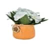 White Artificial Flowers Bunch With Orange Pot