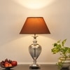 Hinton Blue Glass And Nickel Finish Metal Table Lamp With Beige Cotton Shade