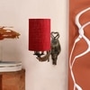 Devansh Metal Electric Wall Light in Antique Gold Colour with Maroon Shade Count of 1 Light