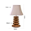 Devansh Off-White Rectangular Cotton Table Lamp With Wood Pebble Lamp (12X8X16.5) Inches